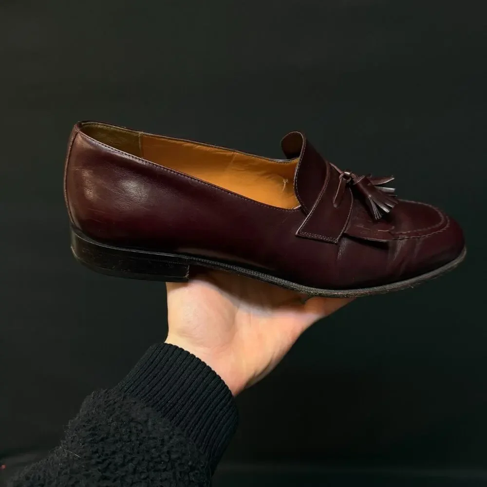 Men's Salvatore Ferragamo burgundy Kiltie Tasseled Loafers Size 9.5 uh25938 g 25